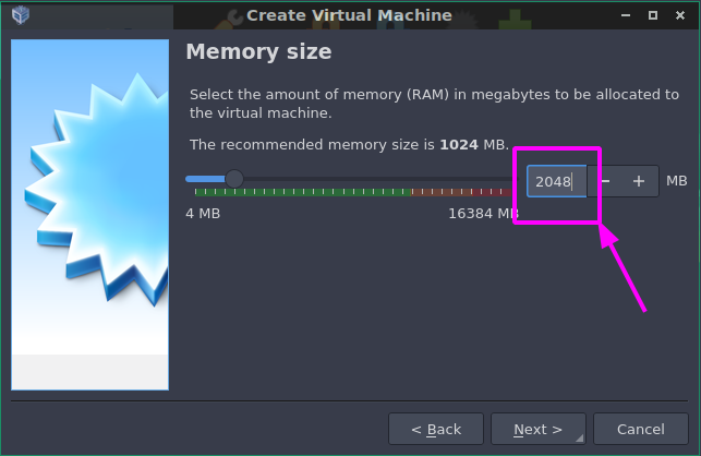 Definišemo količinu RAM-a za VM